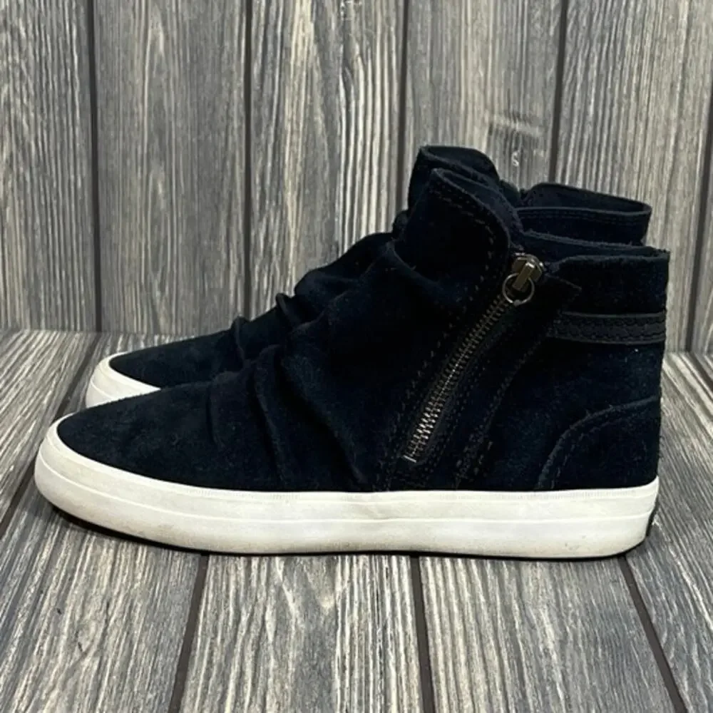 Sperry Crest Zone Women Suede Black Casual Comfort Sneakers Shoes Sz 6‎ Side Zip